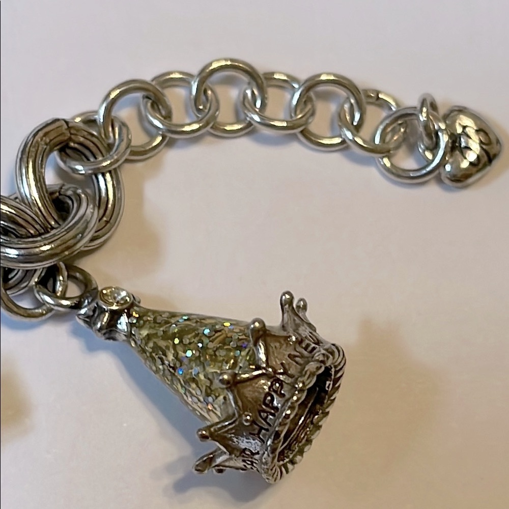 Brighton Silver New Years Celebration Party Charm Bracelet Swarovski crystals - Picture 2 of 8